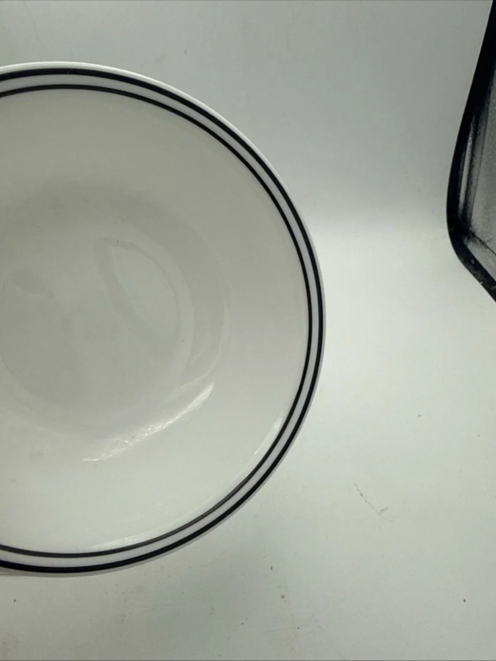 The Corelle Livingware City Block cereal bowls black rim  - Set of 2